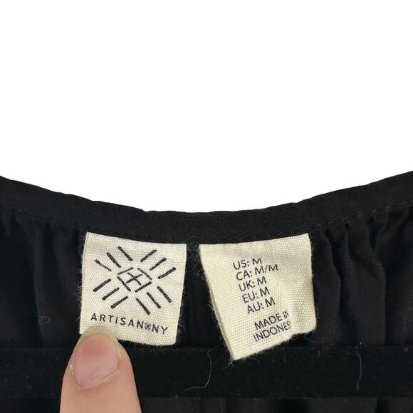 Artisan NY Black Maxi Dress M Split Neck Sleeveless Boho Chic - Picture 3 of 7